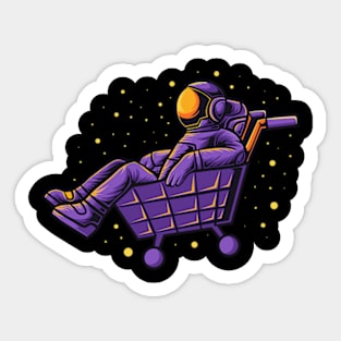 Space Travel Made Easy: An Astronaut's Relaxing Trolley Ride Sticker